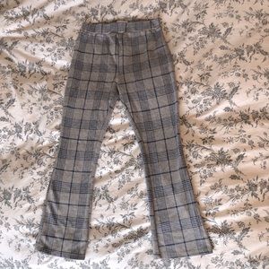 Plaid high waisted flare pants
